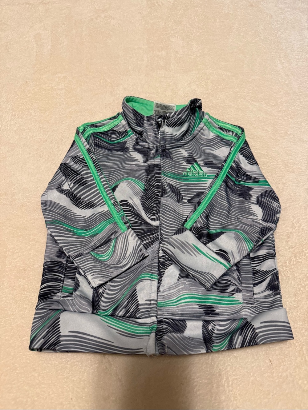 Adidas Baby Grey & Green Zip-Up Track Jacket
